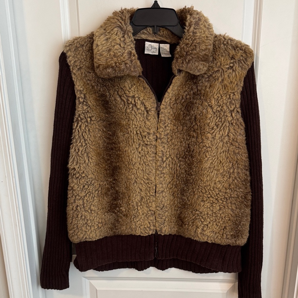Cozy Brown Shearling Bomber Jacket - image 1